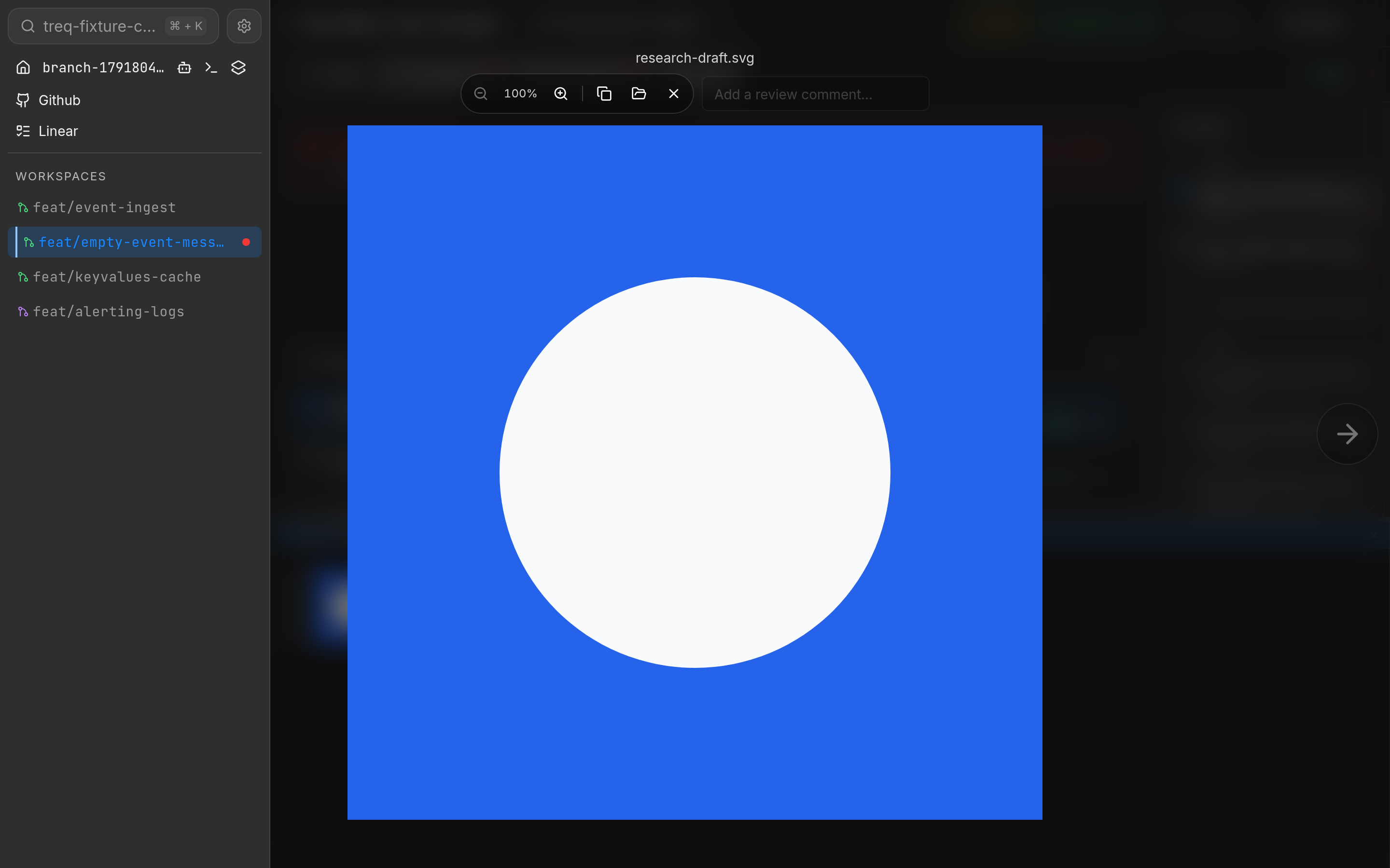 Asset lightbox open after clicking the thumbnail